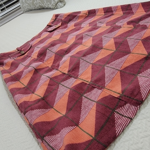 Flying Tomato Burgundy & Orange Fall Colors Geometric Print Skirt Size Medium - Picture 2 of 14